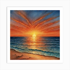 Sunset On The Beach Art Print