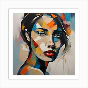 Vibrant Portrait of a Woman With Colorful Patterns Art Print