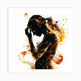 Portrait Of A Woman In Flames Art Print