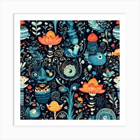 Playful And Whimsical A Pattern Featuring Whimsical Creatures Playful Patterns And A Touch Of Mag 83495671 Art Print