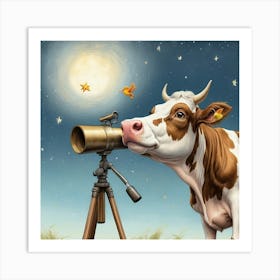 Cow With Telescope 6 Art Print