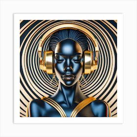 Woman With Headphones 65 Art Print