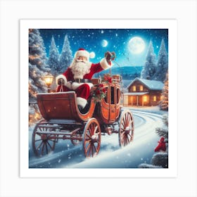 Santa Claus In Carriage Art Print