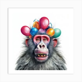 Birthday Monkey 3 Art Print