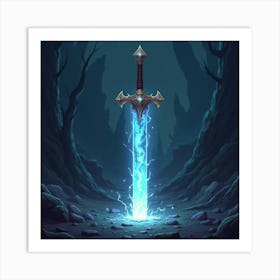 Enchanted Sword Glowing With Arcane Energy In Battle 1 Art Print