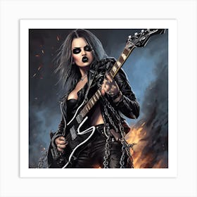 Heavy metal biker chick 1 Art Print