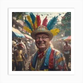 Old Man In A Colorful Hat Art Print