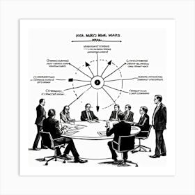 Black Mark On A White Circular Flowchart Graphic Illustration Hand Drawn In Black Ink Representin (5) Art Print