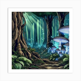 Mystical Mushroom Forest 9 Art Print