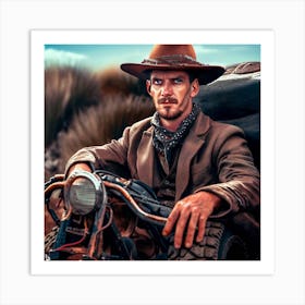 Man On A Motorcycle Art Print