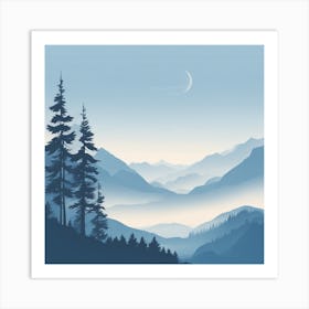 Misty mountains background in blue tone 55 Art Print