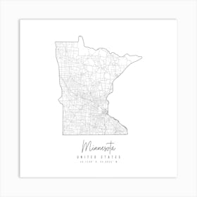 Minnesota Minimal Street Map Square Art Print