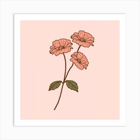 Pink Flowers On A Pink Background Art Print