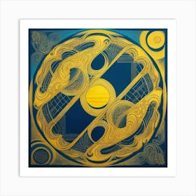 Blue And Gold Art Print