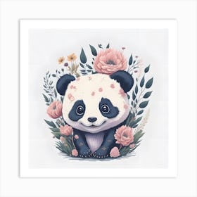 Floral Panda (6) Art Print