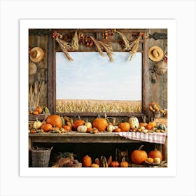 A Traditional Corner Of An American Farmhouse During The Late Autumn Season With An Overhead Vintage (2) Art Print