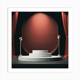 Stage With Red Curtain Art Print