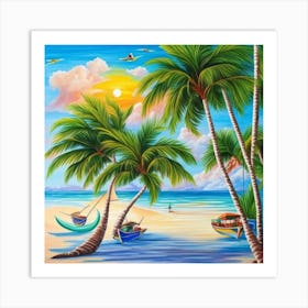 Palm Trees On The Beach 8 Art Print