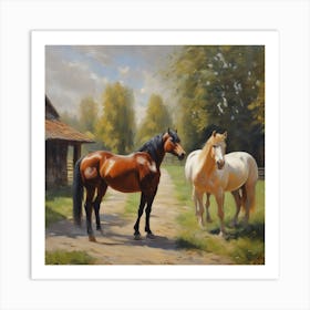 lush horses of different colors by realfnx Art Print