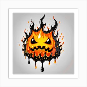 Flaming Pumpkin Art Print