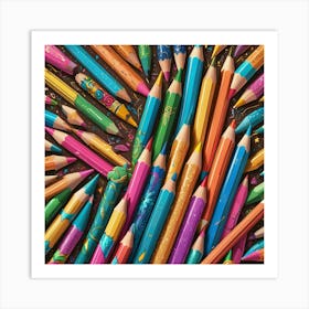 Colorful Pencils Background Art Print