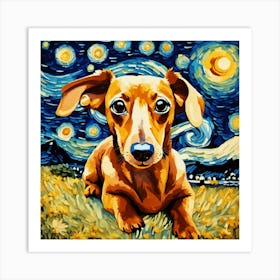 Starry Night Dachshund Art Print