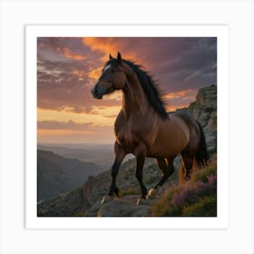 Horse At Sunset 9 Art Print