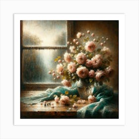 Roses By The Window Art Print