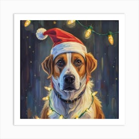 Santa Dog Art Print