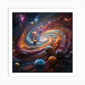 Solar System In Space paintings art print Art Print