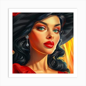 Elegant Lady With Emerald Eyes Art Print