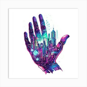 Hand Of The Future.Generated AI. Wall Art Print Art Print