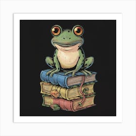 Whimsical Tshirt Design Of A Wise Frog Perched Art Print