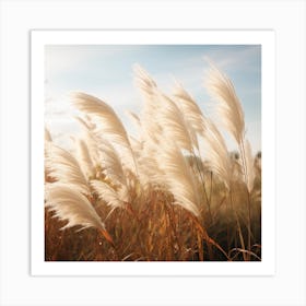 White Pampas Grass Art Print