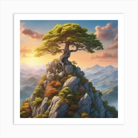 Lone Tree On Top Of Mountain 59 Art Print