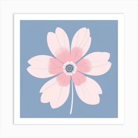 A White And Pink Flower In Minimalist Style Square Composition 368 Art Print