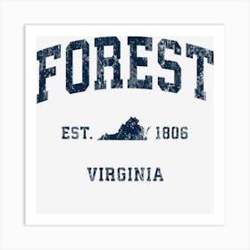 Forest Virginia Va Vintage Athletic Navy Sports Design Art Print