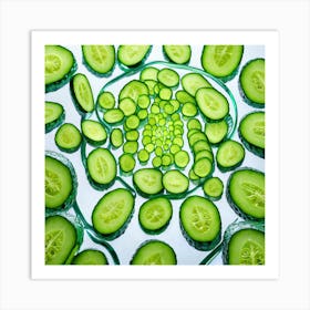 Cucumber Slices On A White Background Art Print