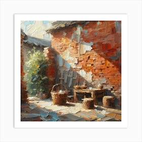 Red Bricked Up Art Print