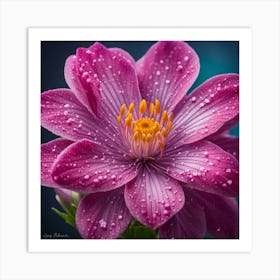 Raindrops On A Purple Flower Art Print