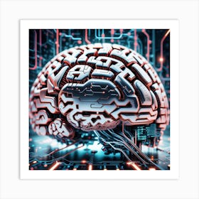 Brain On A Circuit Board 75 Art Print