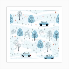 Winter Trees And Cars Art Print
