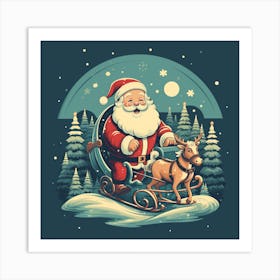 Santa Claus In Sleigh 3 Art Print