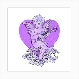 Purple Cupid Square Art Print