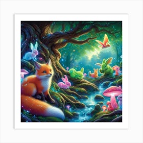 Fox In The Forest Art Print