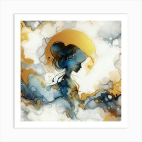 Watercolour Of A Woman Art Print