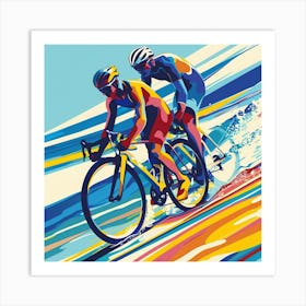 Two Cyclists Racing Art Print