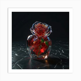 Rose In A Glass Bottle Art Print