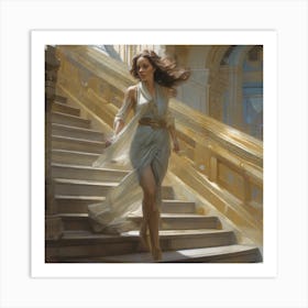 Woman On The Stairs Art Print