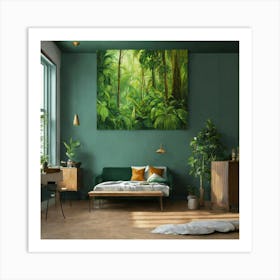 Oil Painted Realistic Mural Of Green Tropical Rain (1) Art Print